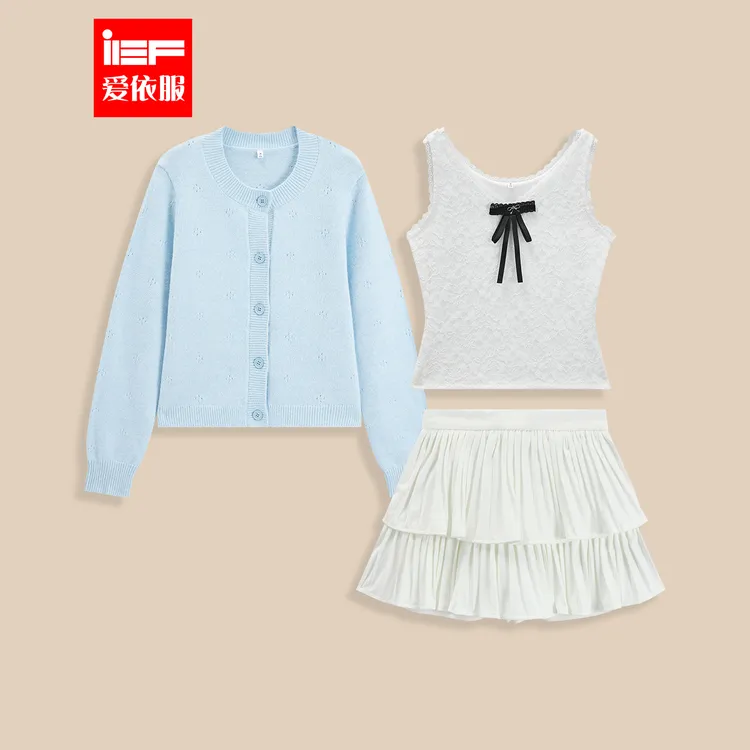 IEF/爱依服一整套穿搭2025秋冬新款法式甜美温柔风百搭上下套短裙