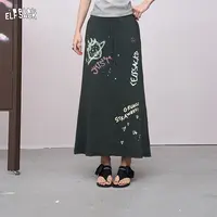 7014【金拐子】妖精的口袋草莓字母印花半身裙女2025早秋新款直筒