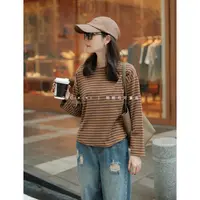 新【熙熙可可】2025儿童童装秋冬圆领条纹百长袖品质亲子T恤 TX2572