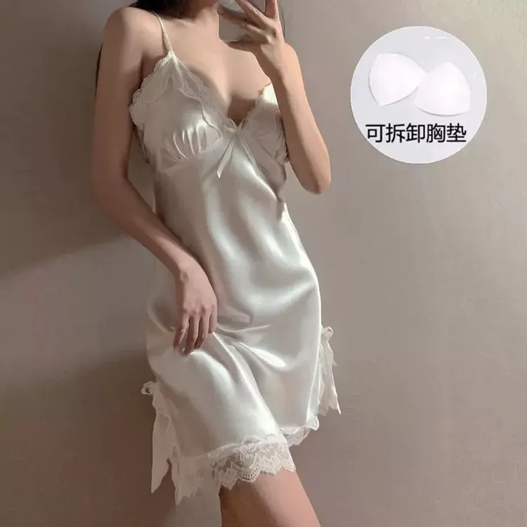 夏季基础款纯色睡裙吊带睡衣白色简约吊带裙