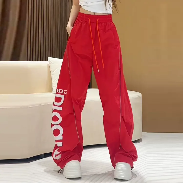 秋冬上新街舞运动印花时尚薄款字母速干弯刀夏季冰丝休闲裤工装裤