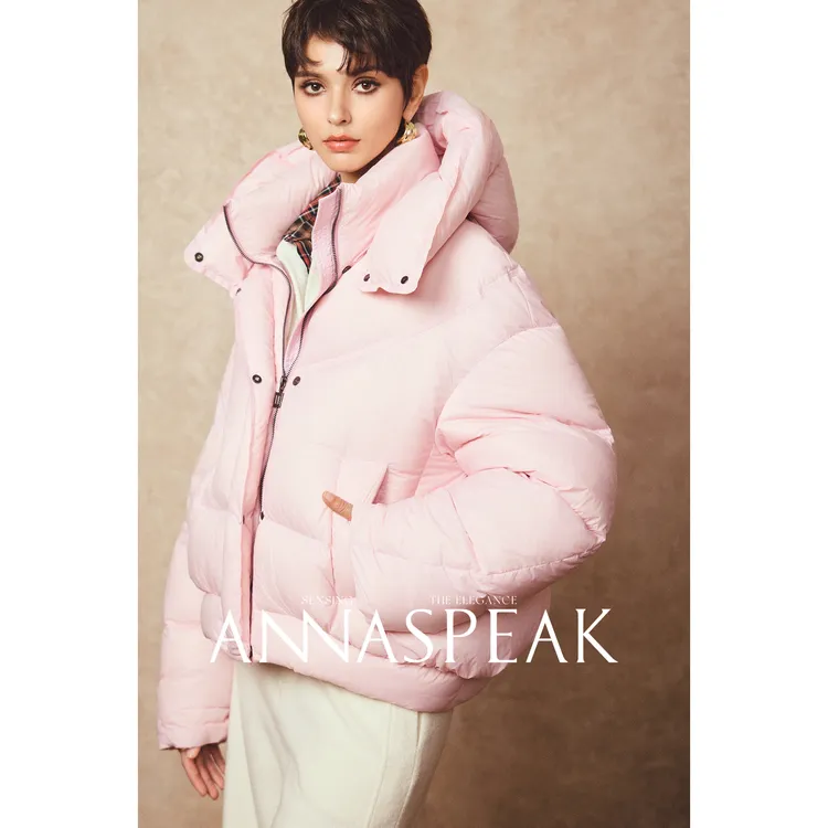 【七爷】ANNASPEAK云朵泡芙 90白鹅绒蓬松轻柔保暖短款高领连帽羽绒服女冬
