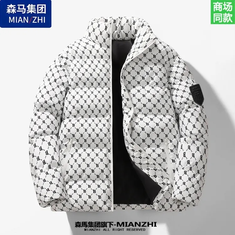 棉致棉服男冬季外套立领棉衣加厚防风面包服潮流印花休闲情侣棉袄