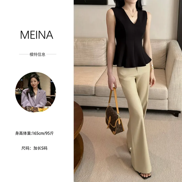  MEINA专属【琥珀夜曲】气质显瘦复古老钱风高级感直筒休闲阔腿裤