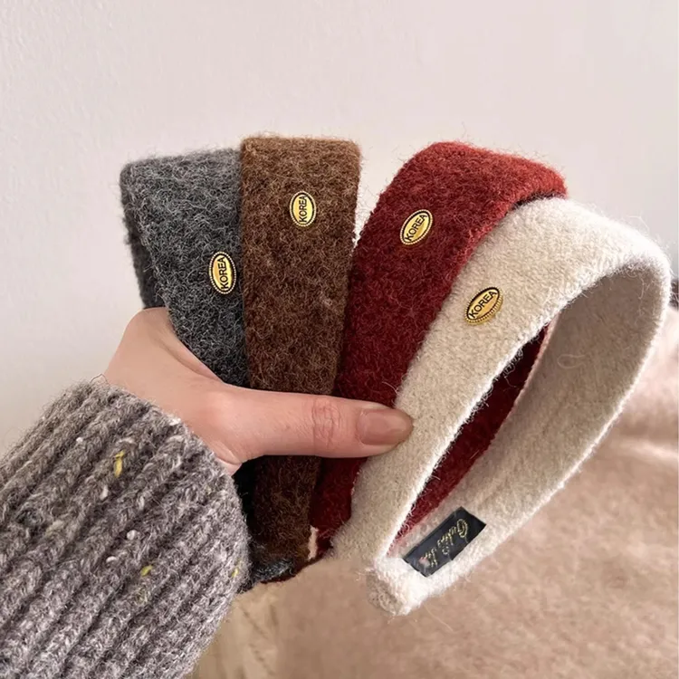 外出百搭高颅顶金标毛绒发箍女秋冬洗脸头箍气质发卡头饰2025新款