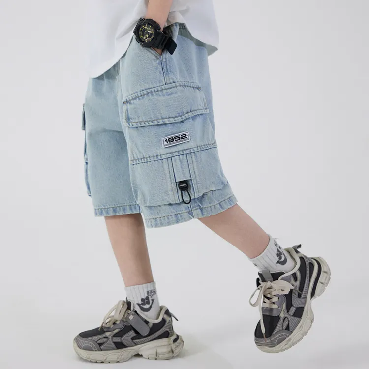 【实体品质】男童中腰短裤夏季儿童工装牛仔裤外穿中大童裤子宽松潮