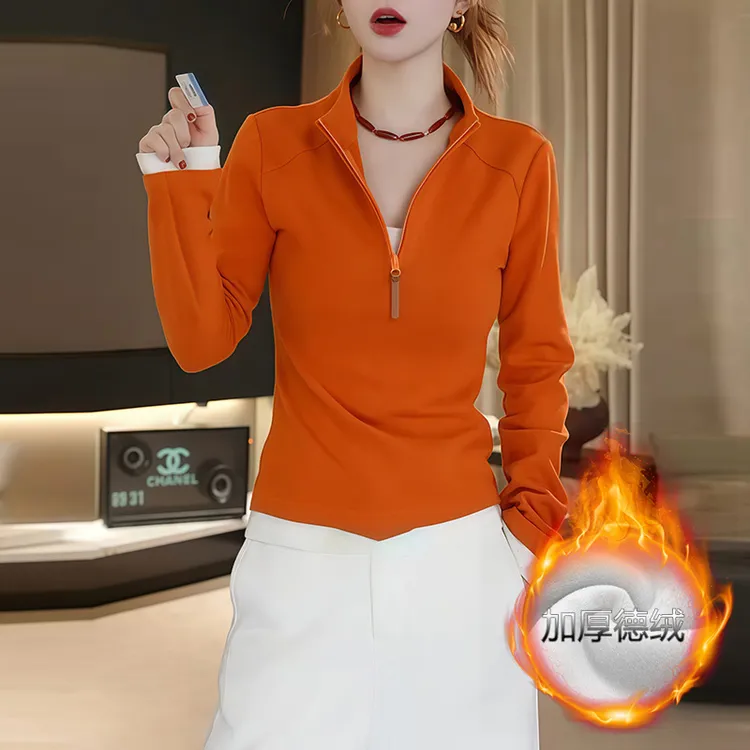 7032高领秋冬加绒保暖卫衣爆款2025女装时尚潮流显瘦上衣