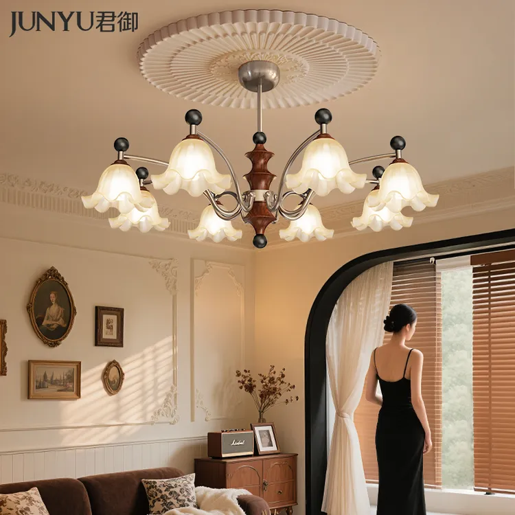 君御法式复古竹节客厅吊灯中古风2025新款铃兰花新中式中古风灯具