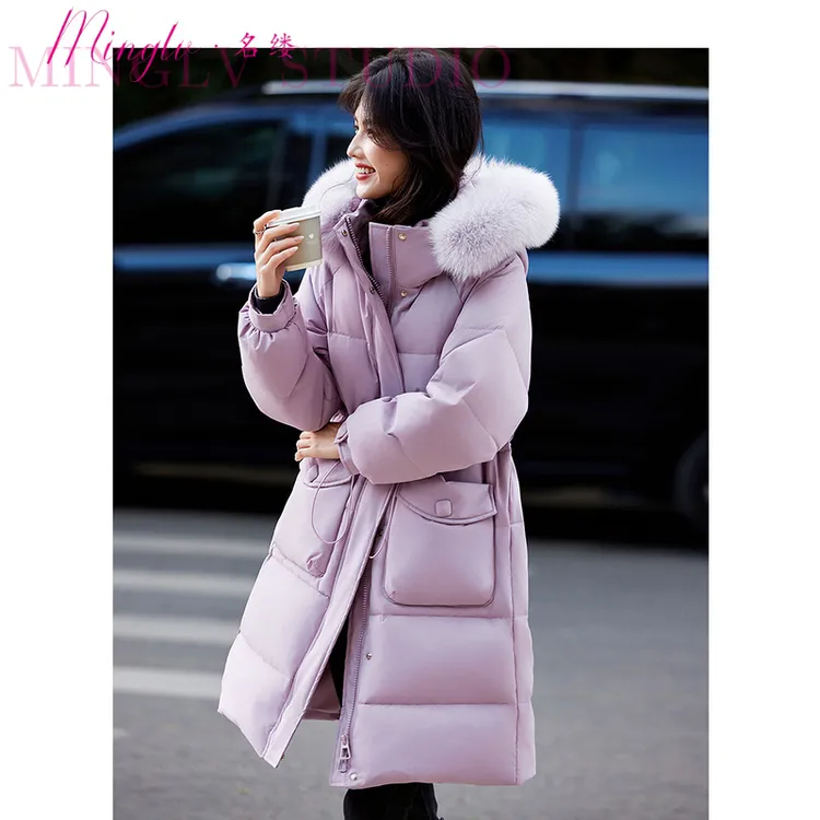 时尚气质减龄保暖羽绒服女士2025年冬季新品中长款收腰外套羽绒服