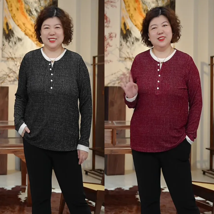 金雀绫【理想日记】设计款假两件亲肤加宽加大舒适T恤SZA3SW721