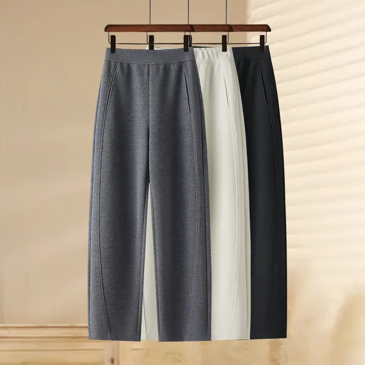 拉夏贝尔镰刀卫裤女2025年新款秋冬加绒休闲裤宽松垂感阔腿运动裤