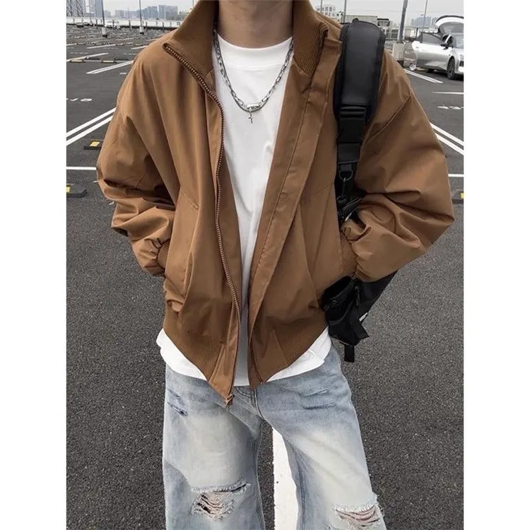 秋季立领bomber廓形工装上衣外套cleanfit男款美式短款飞行员夹克