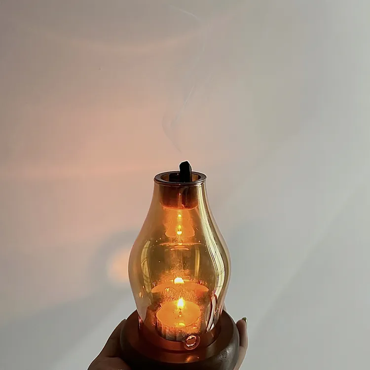 古法国风玻璃烛台奇楠沉香隔火蜡烛熏香灯（随机颜色）