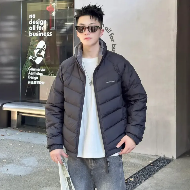 轻量化排骨羽绒服冬季保暖休闲时尚立领羽绒服男士短款加厚外套