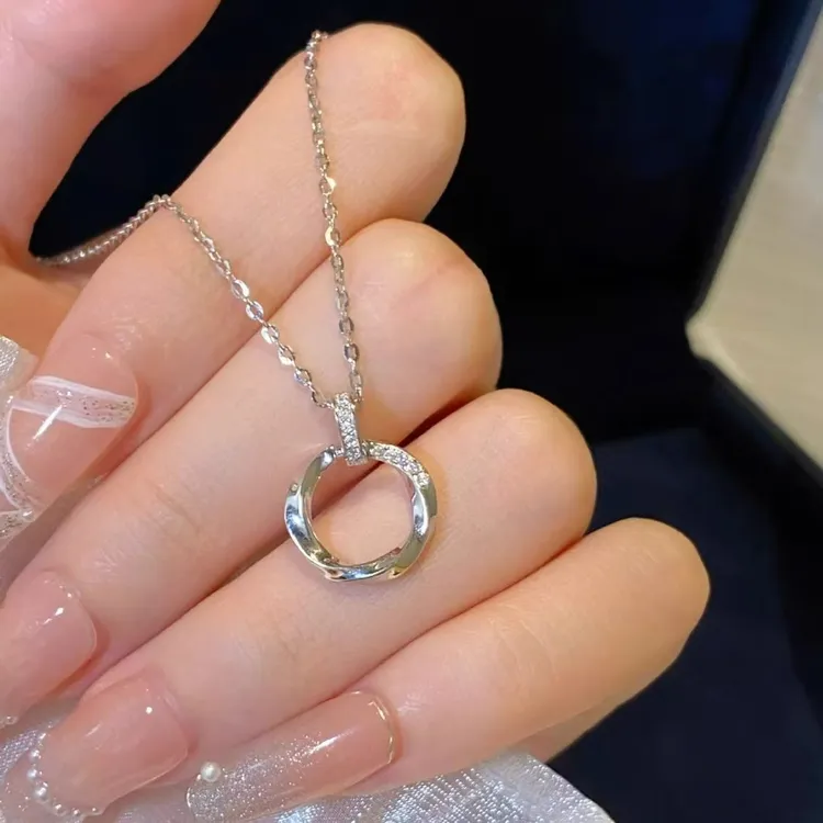 坠链均足银 纯银990莫比乌斯圆环项链足银吊坠送妈妈女友节日礼物