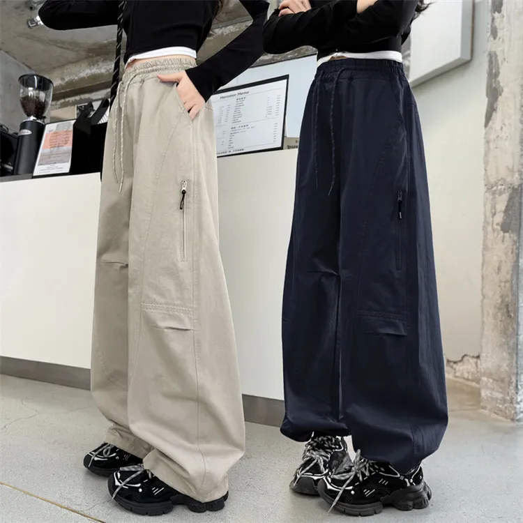 女童工装裤2025新款秋装儿童直筒阔腿裤大童女孩宽松潮酷休闲长裤