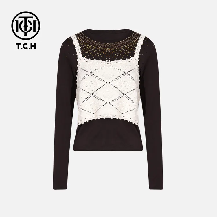 TCH私服烫钻工艺新时尚淑女百搭新潮流套装女T75C07E1028轻奢tch