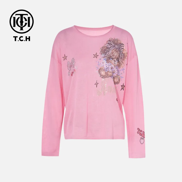 TCH私服烫钻工艺新时尚淑女百搭新潮流针织衫T75C09E5053轻奢tch