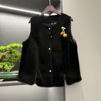中式马甲复古传统改良秋季丝绒南瓜刺绣女装宽松上衣6389
