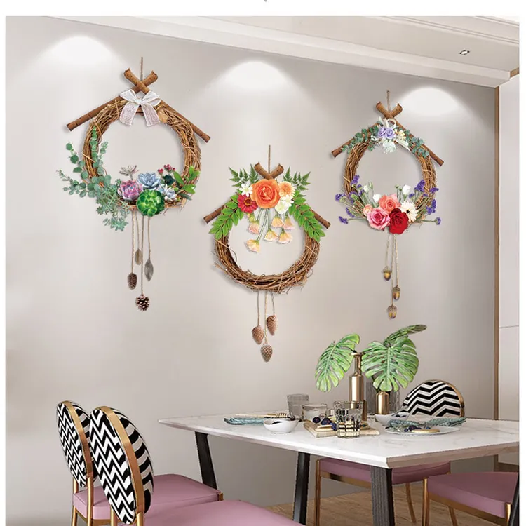 新款花朵蝴蝶吊篮鸟笼松鼠自粘墙贴画客厅卧室防水可移装饰墙壁画