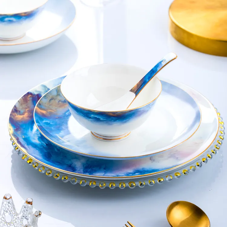 【新人补贴】景德镇高骨瓷餐具积分兑换碗碟套装家用陶瓷碗简欧风送