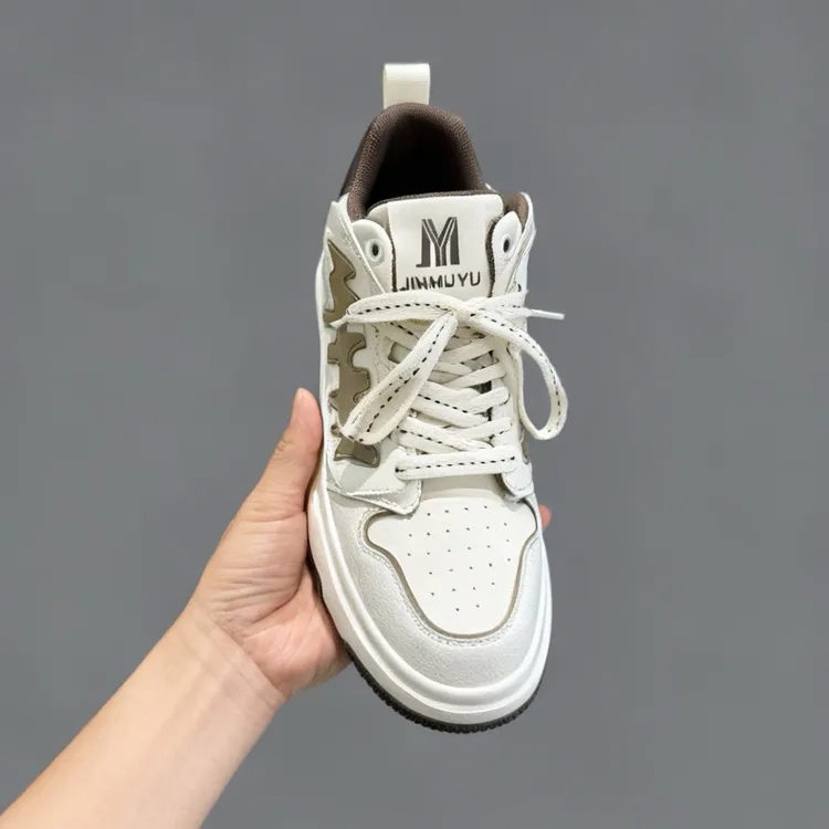 高帮平底休闲鞋潮真皮厚底增高加绒保暖秋冬款百搭女鞋