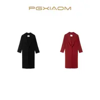  【PGXIAOM】润秀定制 黑 酒红两色系带浴袍款羊毛大衣DY4309      