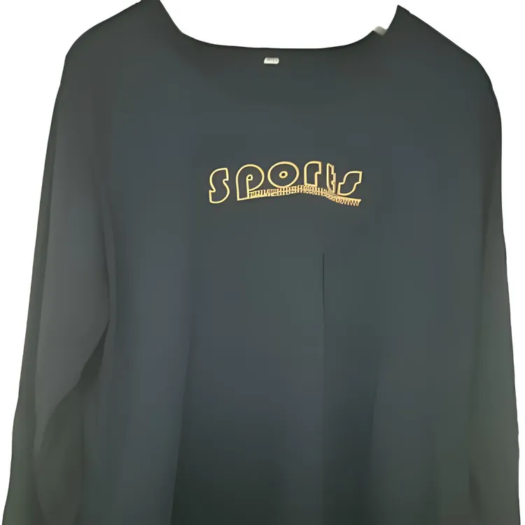 女款蓝色印花长袖圆领休闲绿色T恤宽松上衣时尚百搭秋冬运动日常