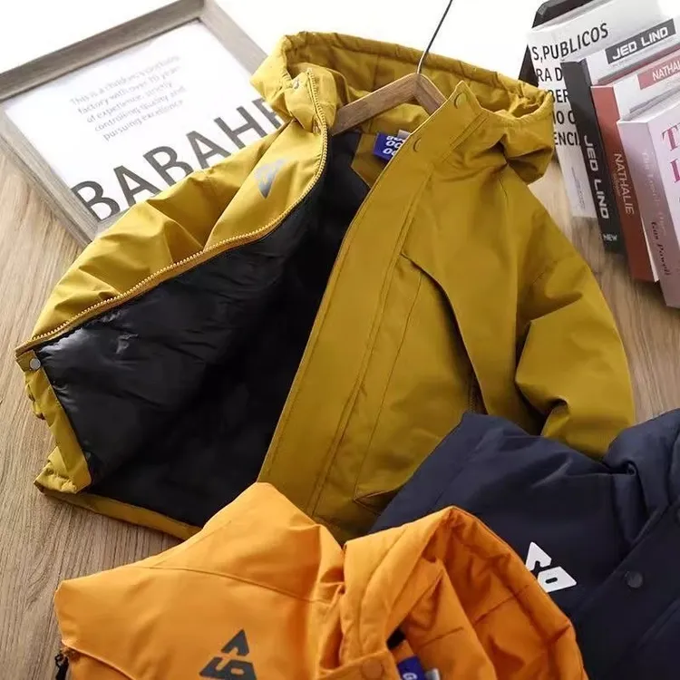 【防水冲锋衣】2025冬季儿童棉服工装派克男女童加厚连帽宝宝外套潮