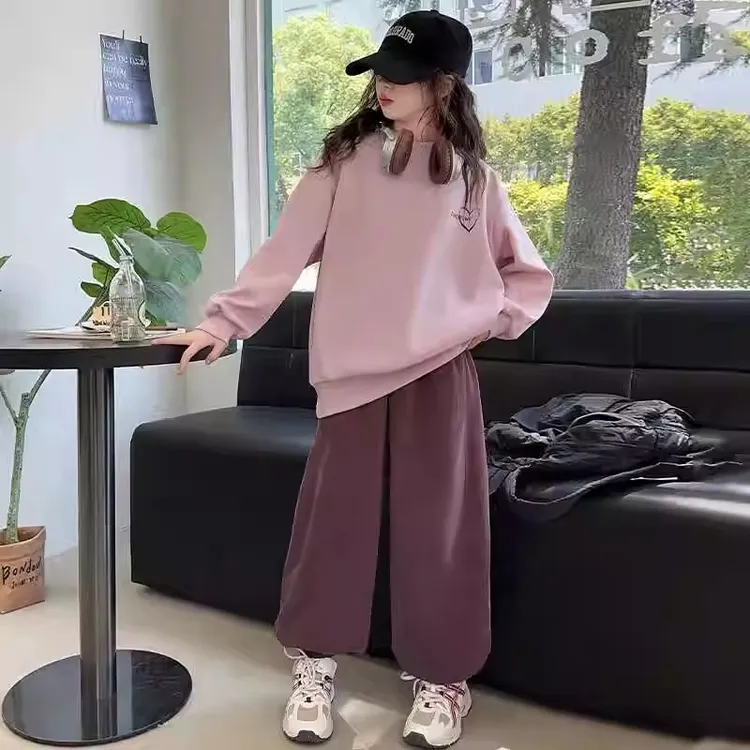 女孩秋装韩范套装秋款女童套装女童休闲卫衣洋气时髦上衣2025新款