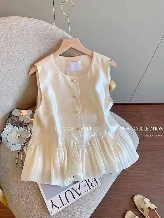 韩版背心气质套装宽松宽松型外穿夏季千金风简约通勤