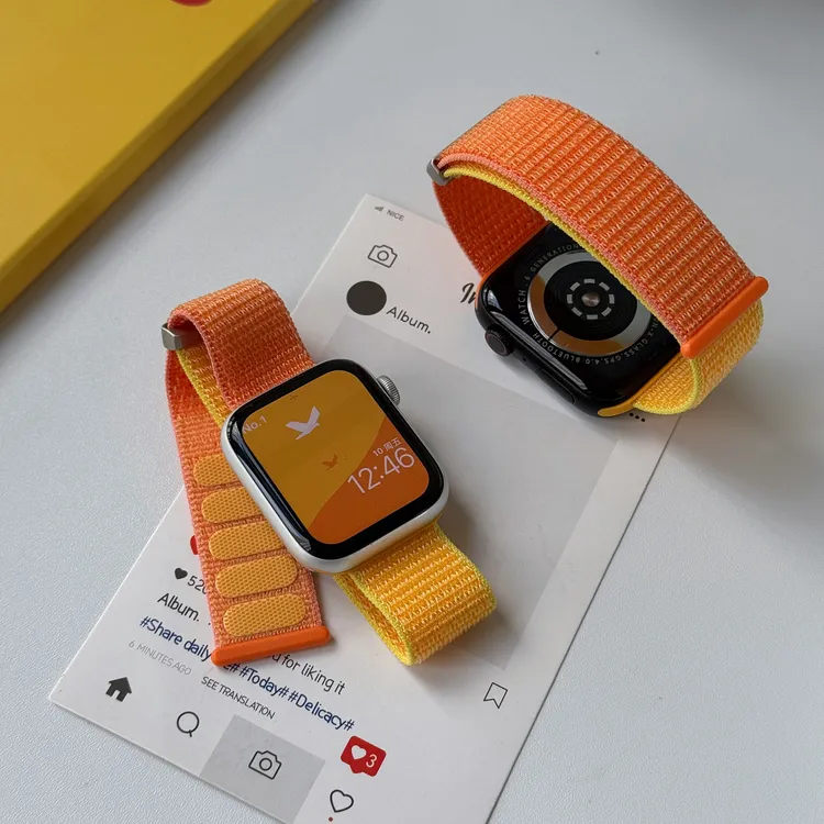 拼色尼龙s11魔术粘贴iwatch表带适用Applewatch苹果S10/S9手表se3