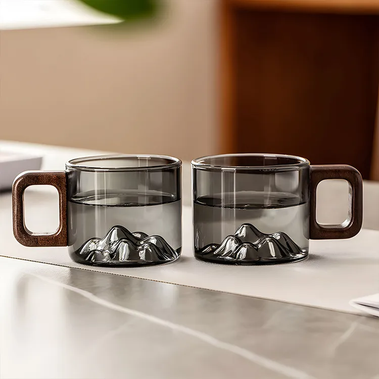 【好味居】带把观山玻璃杯茶杯高颜值家用加厚耐高温品茗小茶杯迷你