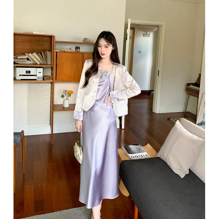 GERTCOREL2025新款春秋季新中式礼服装外套吊带裙气质名媛套装女