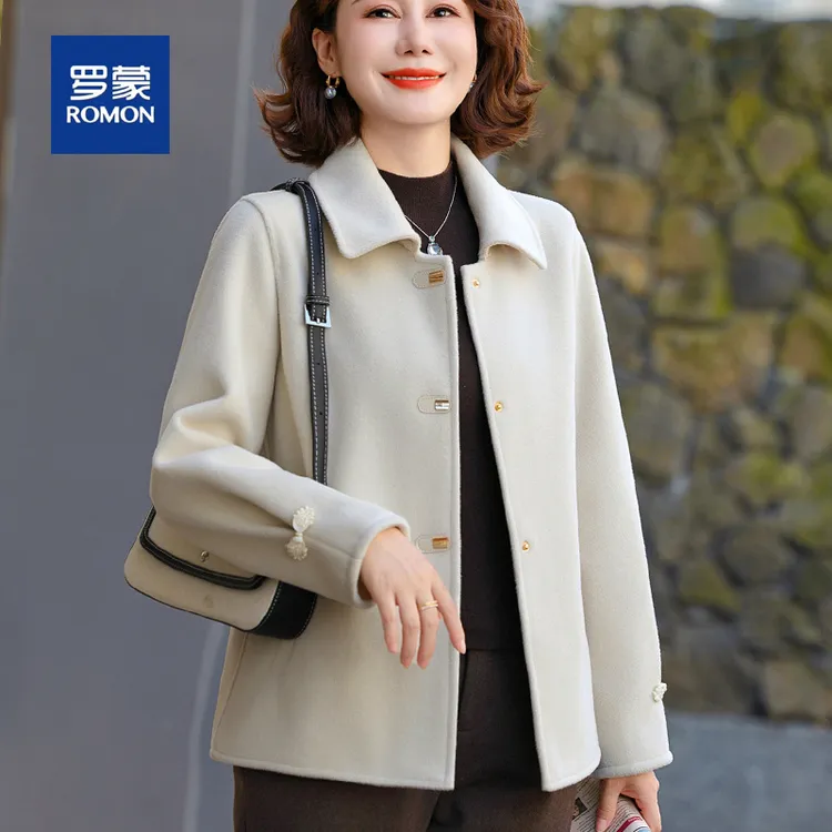 罗蒙气质小香风妈妈春秋装短款毛呢外套女新款时尚中老年上衣服女