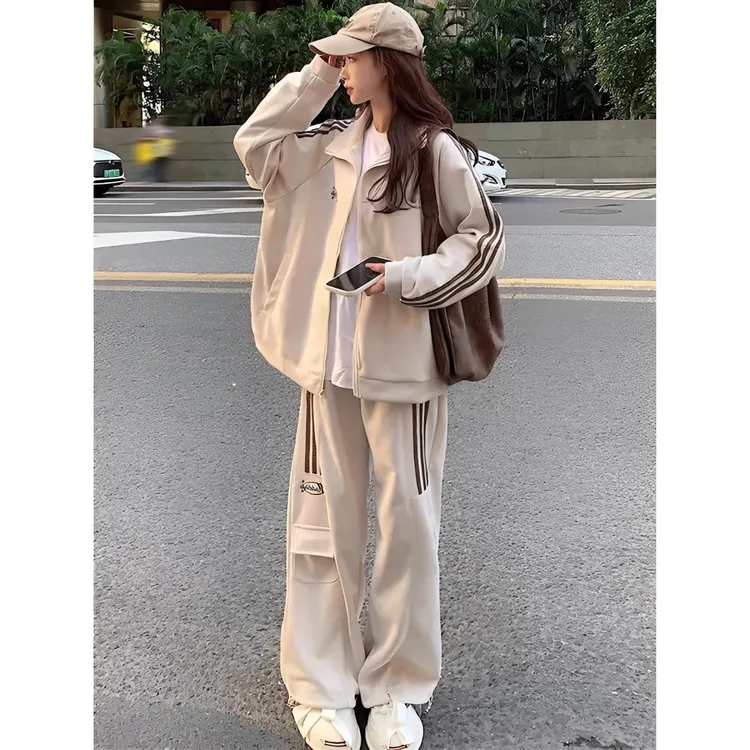 韩版宽松显瘦美式卫衣运动套装女春秋季学生跑步时尚休闲两件套潮