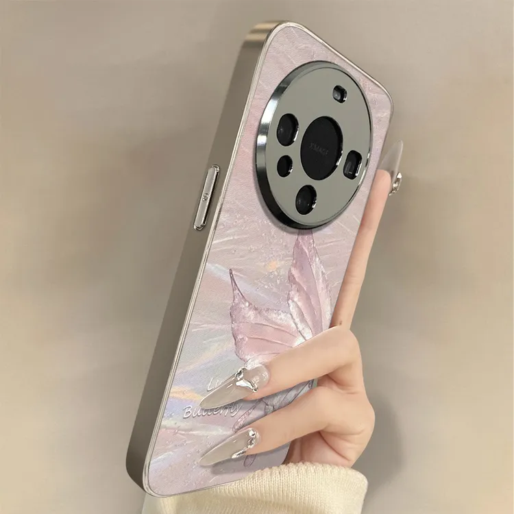 流光蝴蝶适用华为mate70pro手机壳m60新款p80全包镜头防摔小羊皮