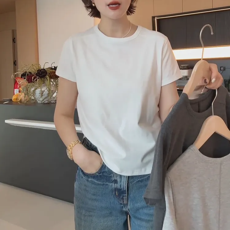 2025春夏新款短袖基础打底t夏季纯色圆领内搭上衣LK2501919