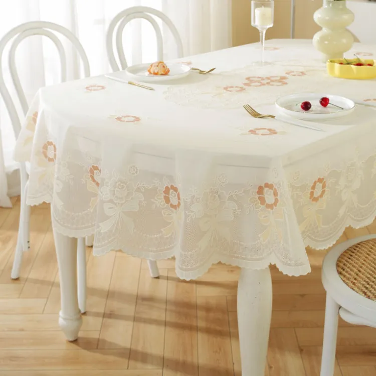 PVC桌布防水防烫免洗长方形椭圆形餐桌布茶几垫欧式蕾丝烫金布艺