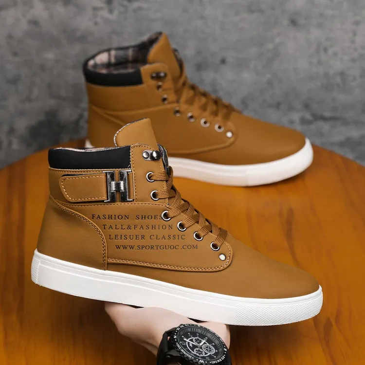 大码新款春秋运动高帮鞋子男士学生爆款潮流帆布平底休闲百搭板鞋