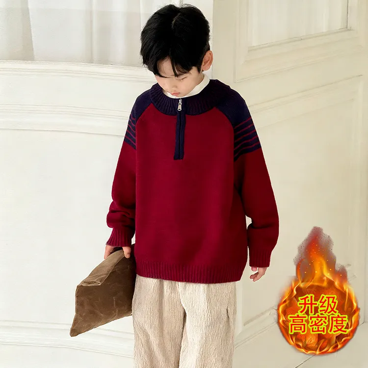 男童红色毛衣秋冬款2026新款儿童本命年中大童男孩休闲马年拜年服