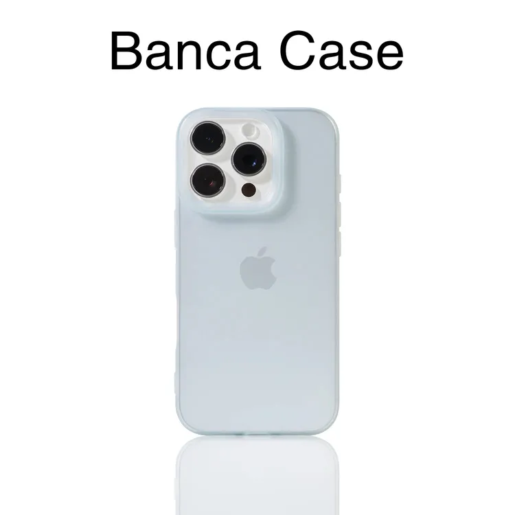 BANCA浅蓝色磨砂大孔适用苹果16/17promax手机壳iPhone15肤感1413