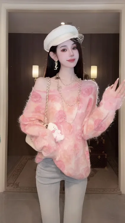 【雅乔定制】渲染画境 进口马海毛绵羊毛宽松套头毛衣DYDD-25070096