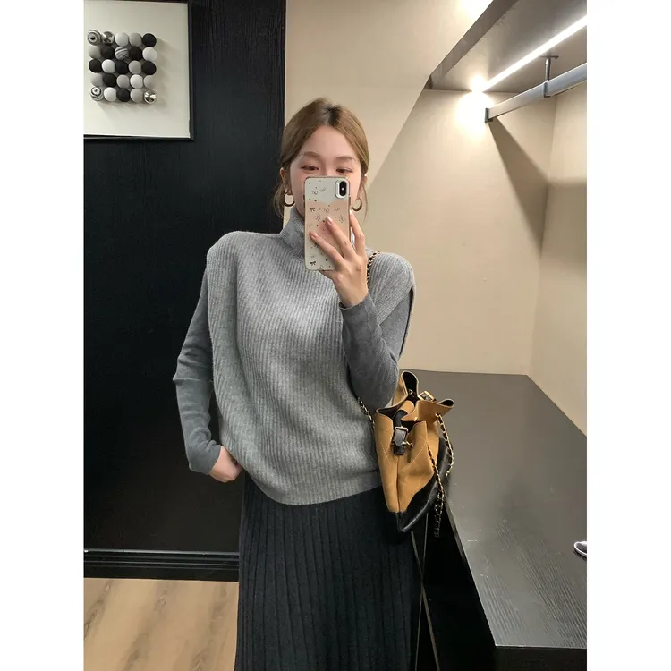 陳文文xenl【灰色雾都】冬季气质慵懒叠穿高领羊毛毛织马甲背心0128