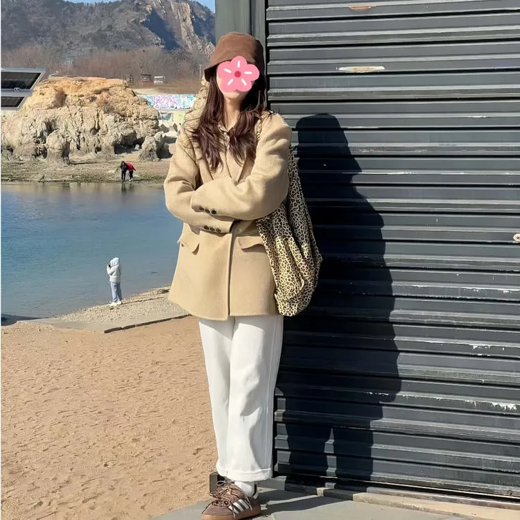 【春日派对】2025年新款冬韩版双面大衣短款百搭外套休闲简约外套女