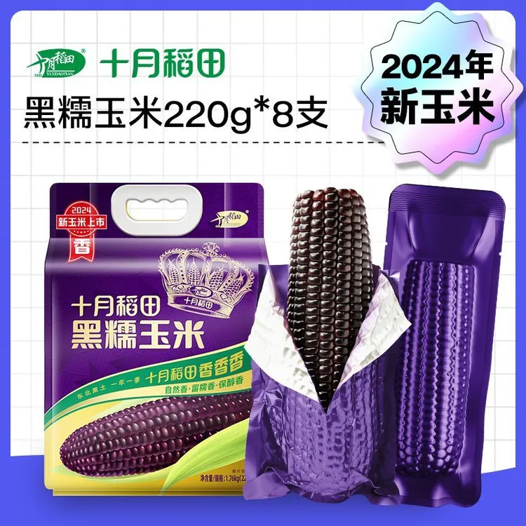 【2024新玉米】十月稻田黑糯玉米香甜糯东北粘苞米紫玉米真空铝膜