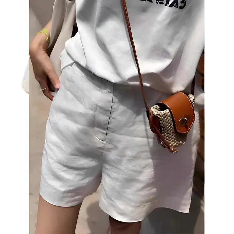 老钱风白色休闲短裤女夏装薄款大码胖小个子字西装裤