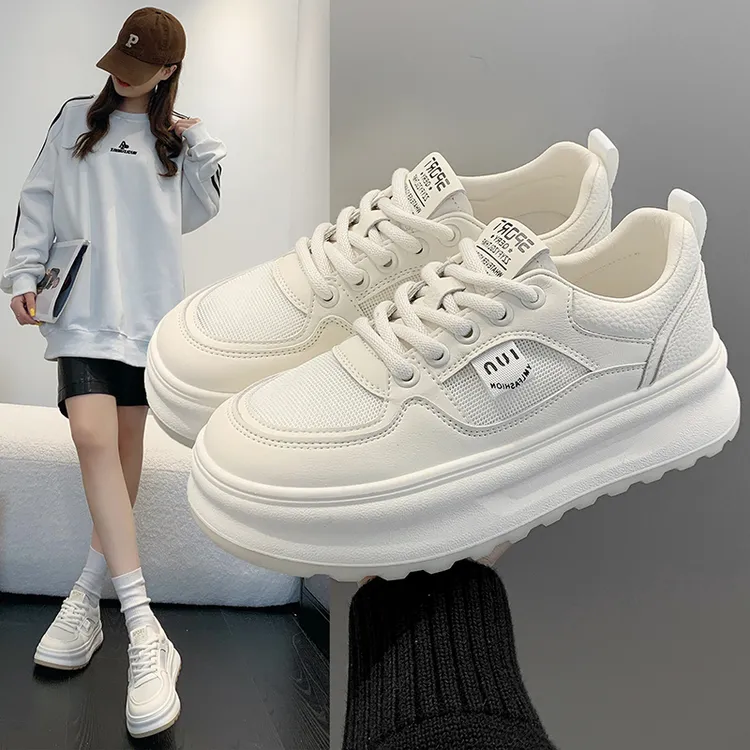 夏季休闲板鞋厚底板鞋夏季透气板鞋白色百搭春季韩版女鞋单鞋