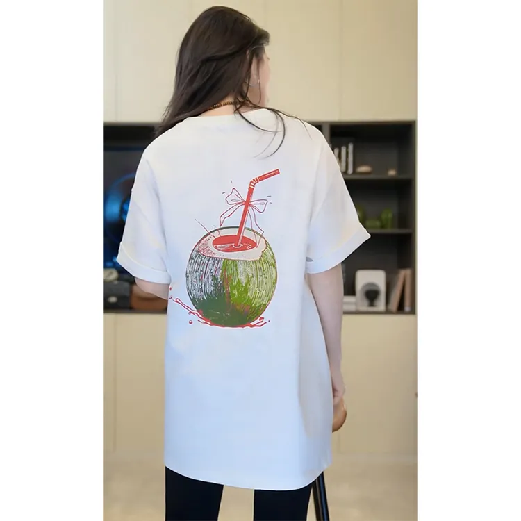 小乖逃X白色T恤 西瓜椰子清凉宽松圆领短袖上衣慵懒风  X1212