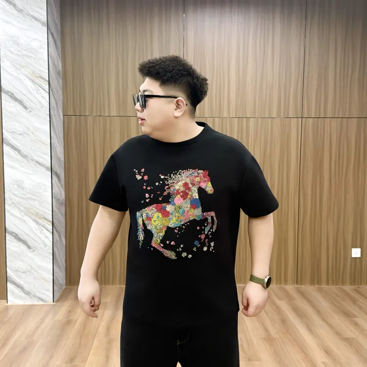 大码男装 轻奢烫钻彩绘马 短袖 72787马年限定